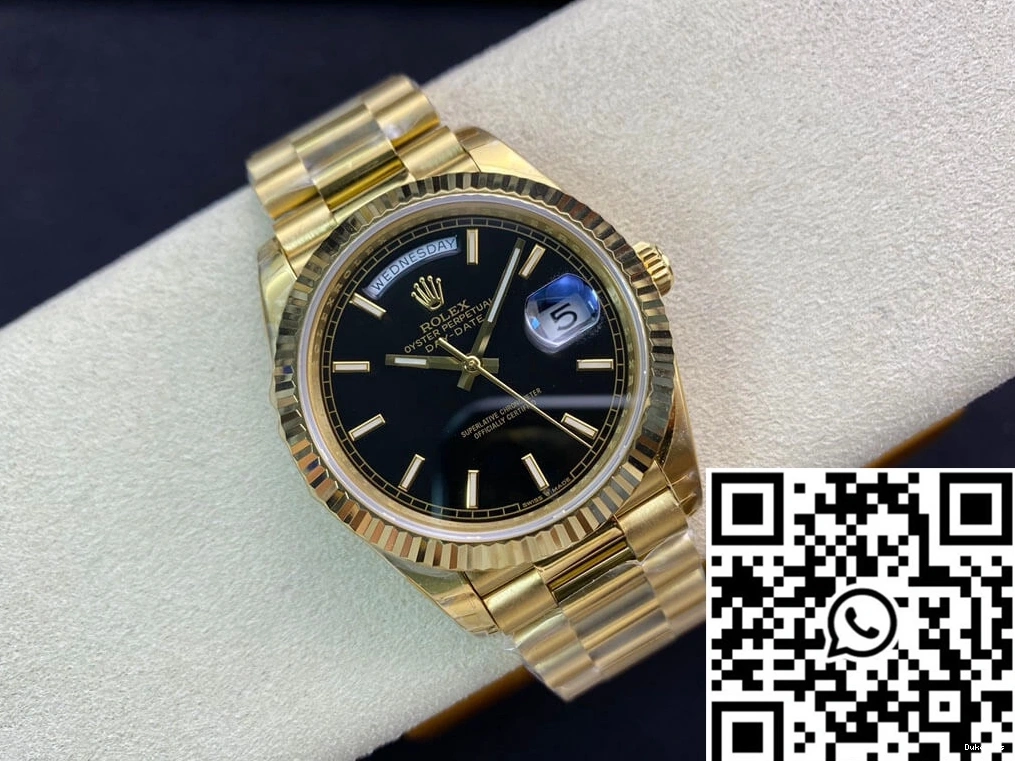Gold Rolex Date Black Dial Day EW Yellow 40MM Factory 0422